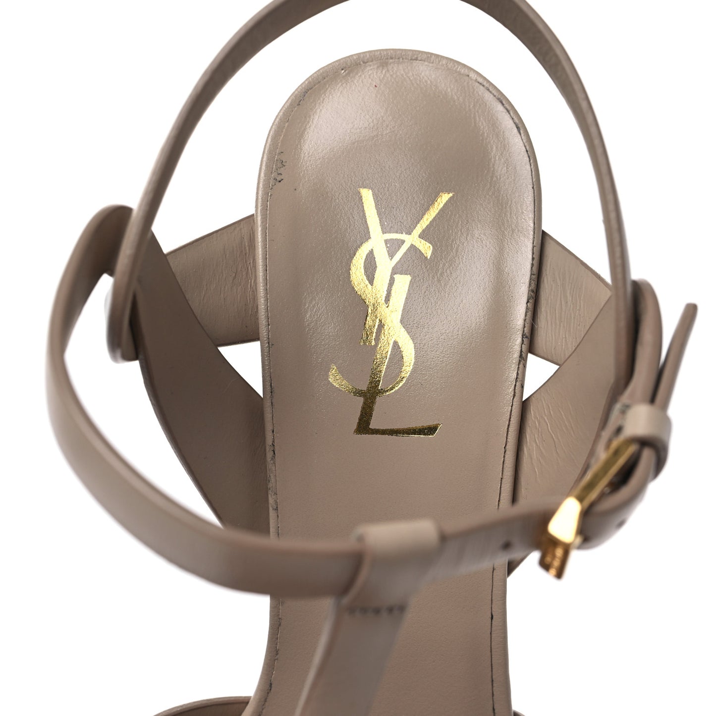 Calfskin Tribute 75 Platform Sandals 38.5 Dark Beige