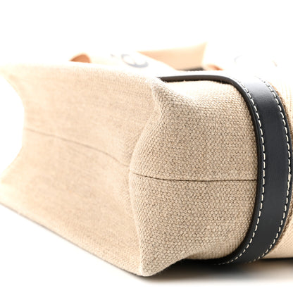 Chloe Cotton Calfskin Small Woody Ribbon Tote With Strap White Navy 9 of 10