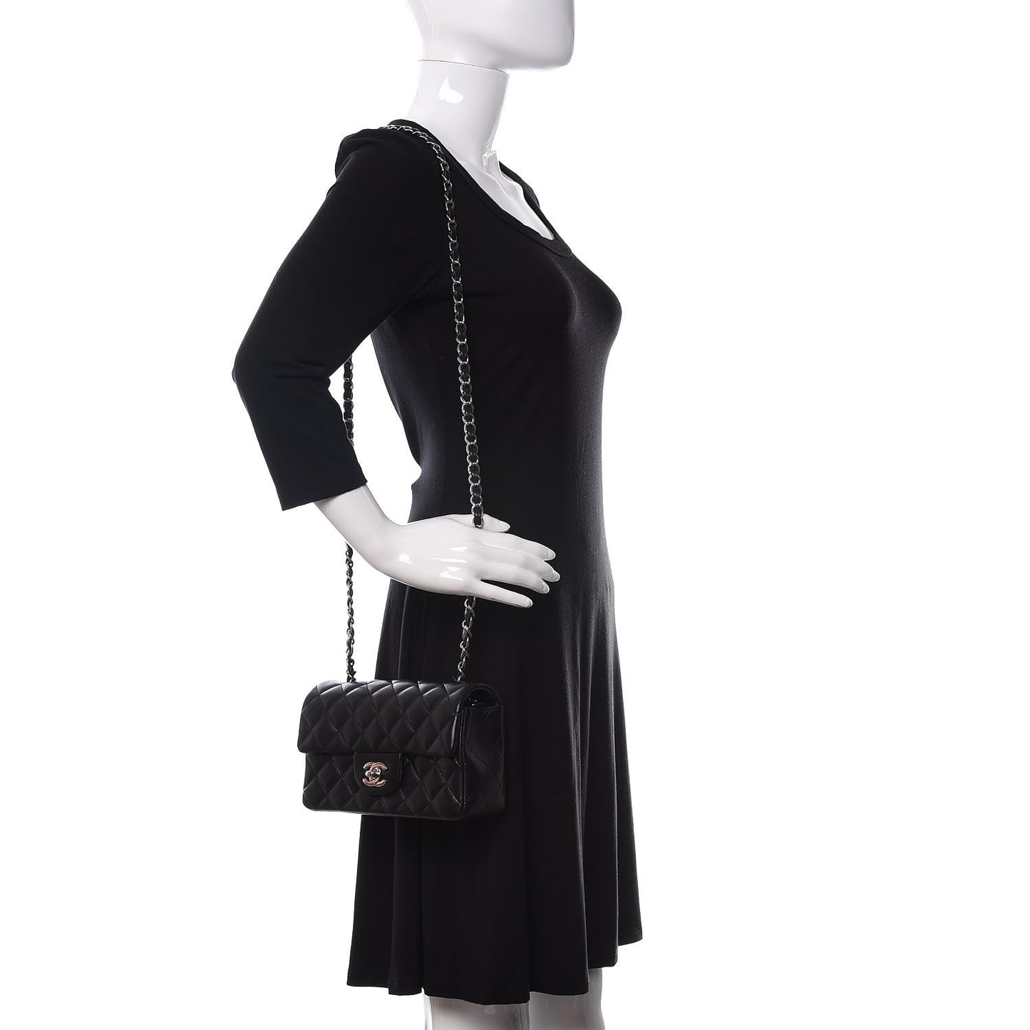 Lambskin Quilted Mini Rectangular Flap Black