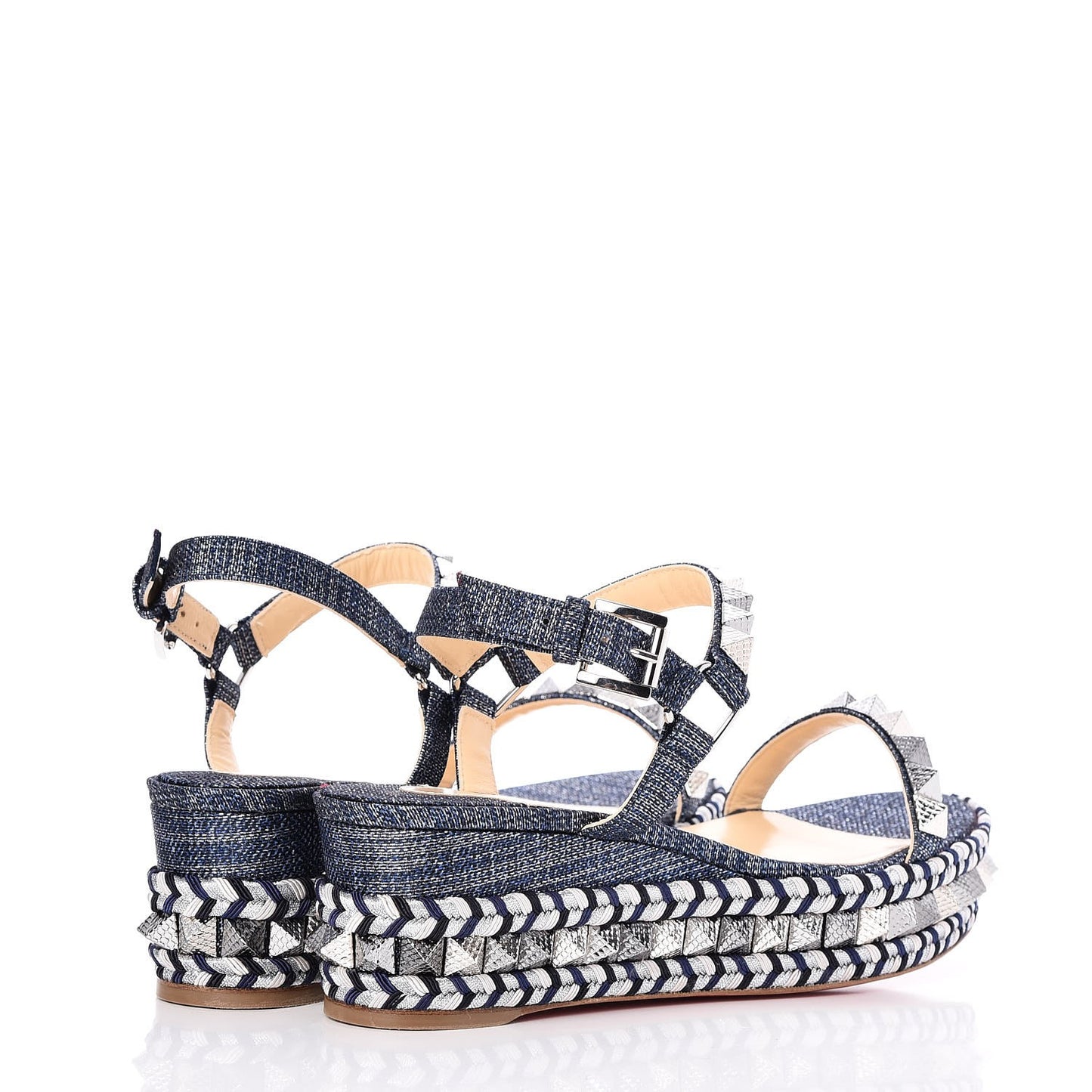 Lame Lux Pyraclou 60 Platform Sandals 40 Denim