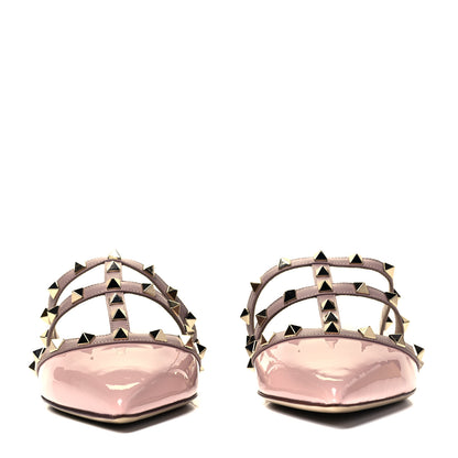 Valentino Garavani Patent Nappa Rockstud Flat Cage Mules 39.5 Water Rose Poudre 2 of 7