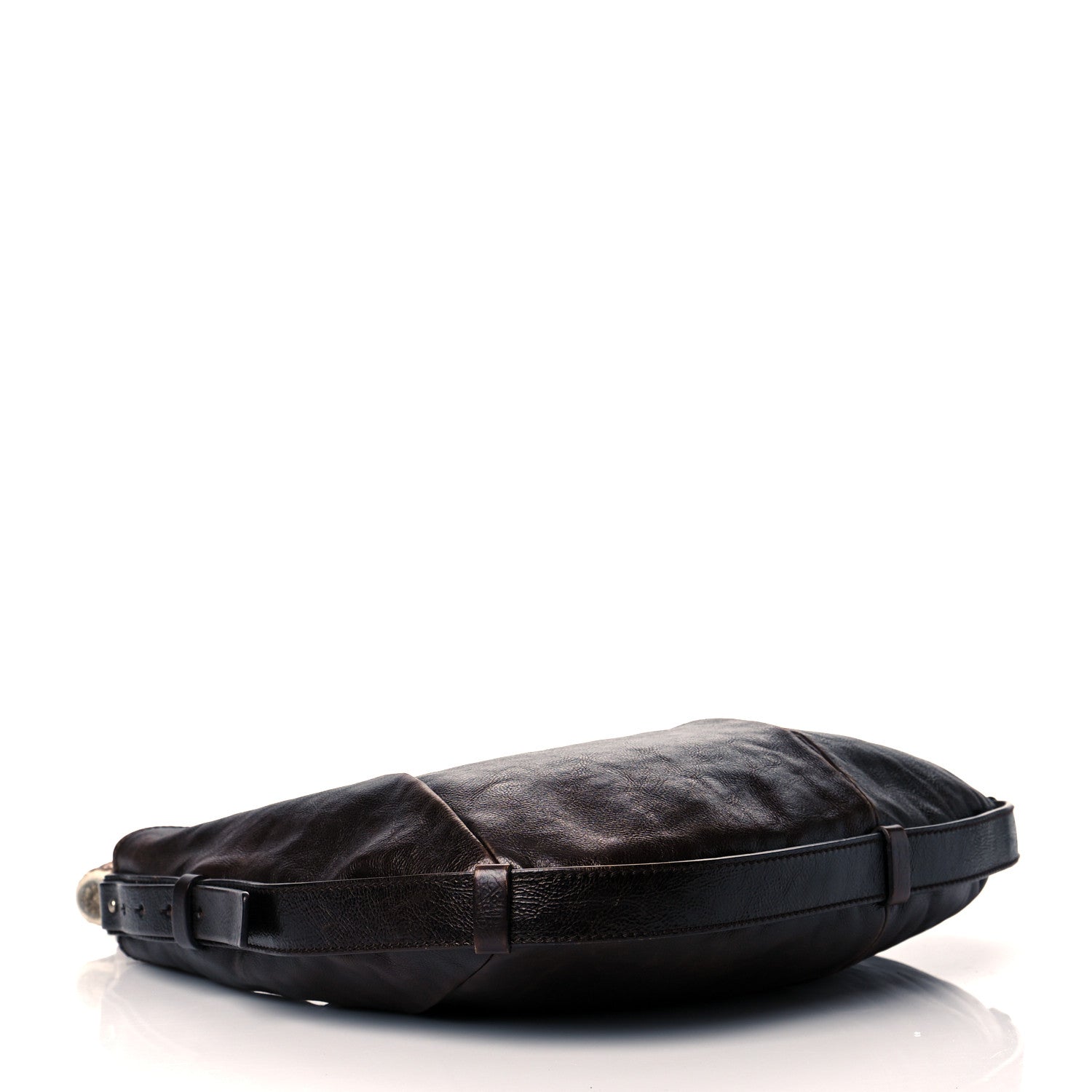Saint Laurent Buffalo Leather Medium Mombasa Horn Bag Brown 4 of 16
