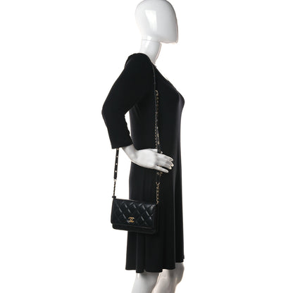 Chanel Goatskin Quilted Punk Essentials Wallet On Chain WOC Black 2 of 10