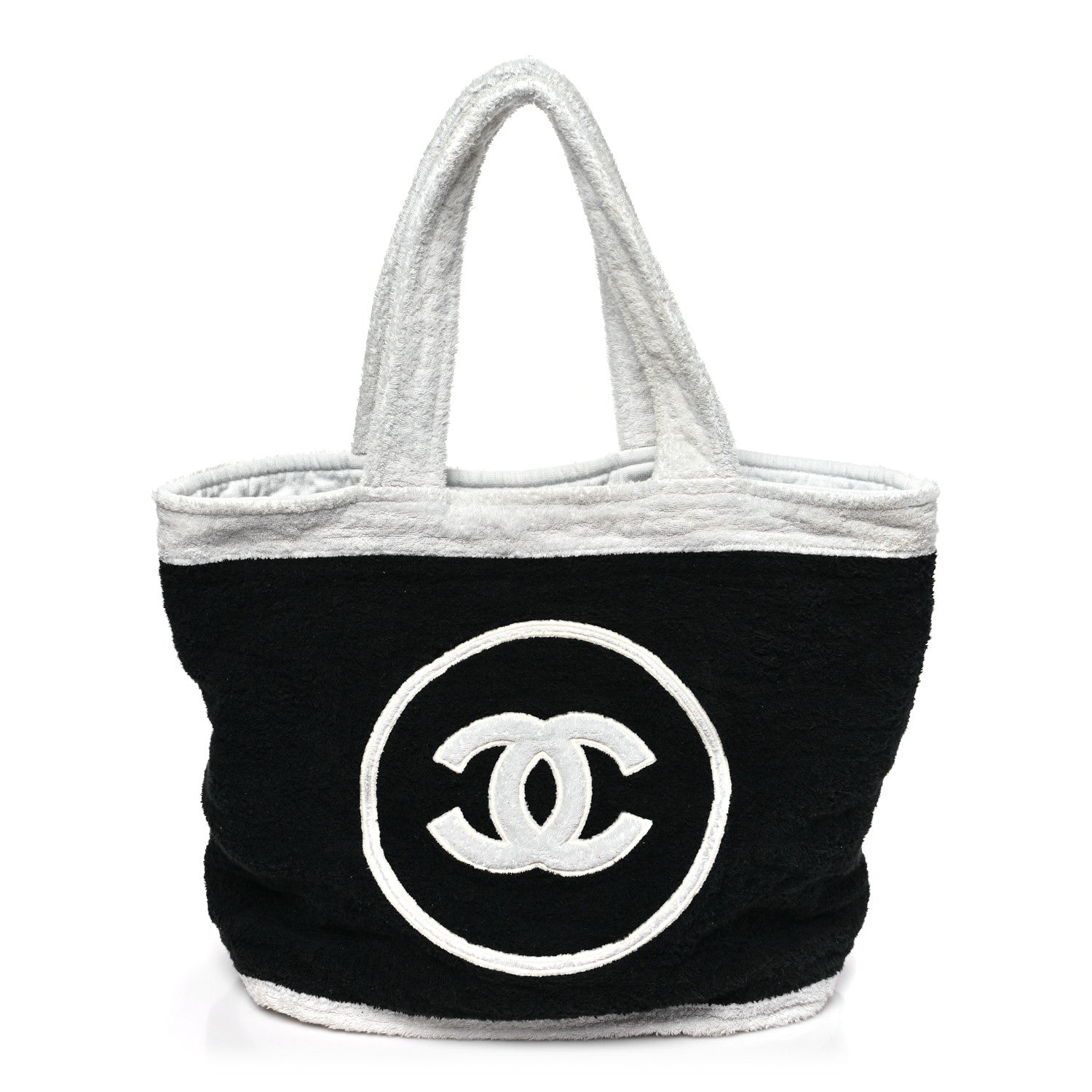 Chanel Terry Cotton CC Beach Tote Towel Set Black White 1 of 12