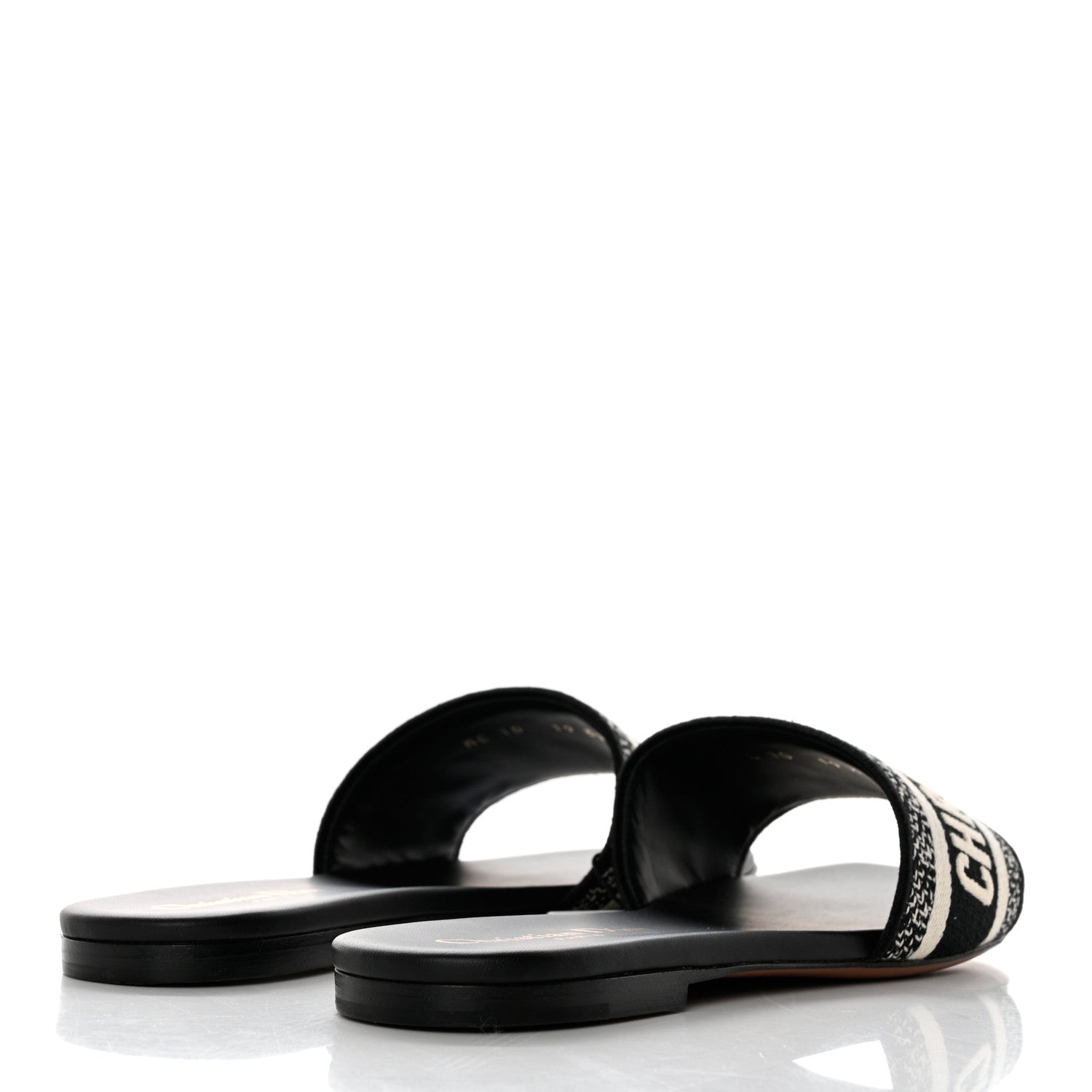 Christian Dior Canvas Embroidered Dway Mules Slide Sandals 37.5 Black 4 of 9