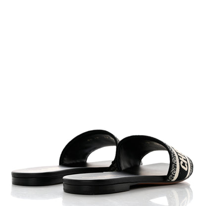 Christian Dior Canvas Embroidered Dway Mules Slide Sandals 37.5 Black 4 of 9