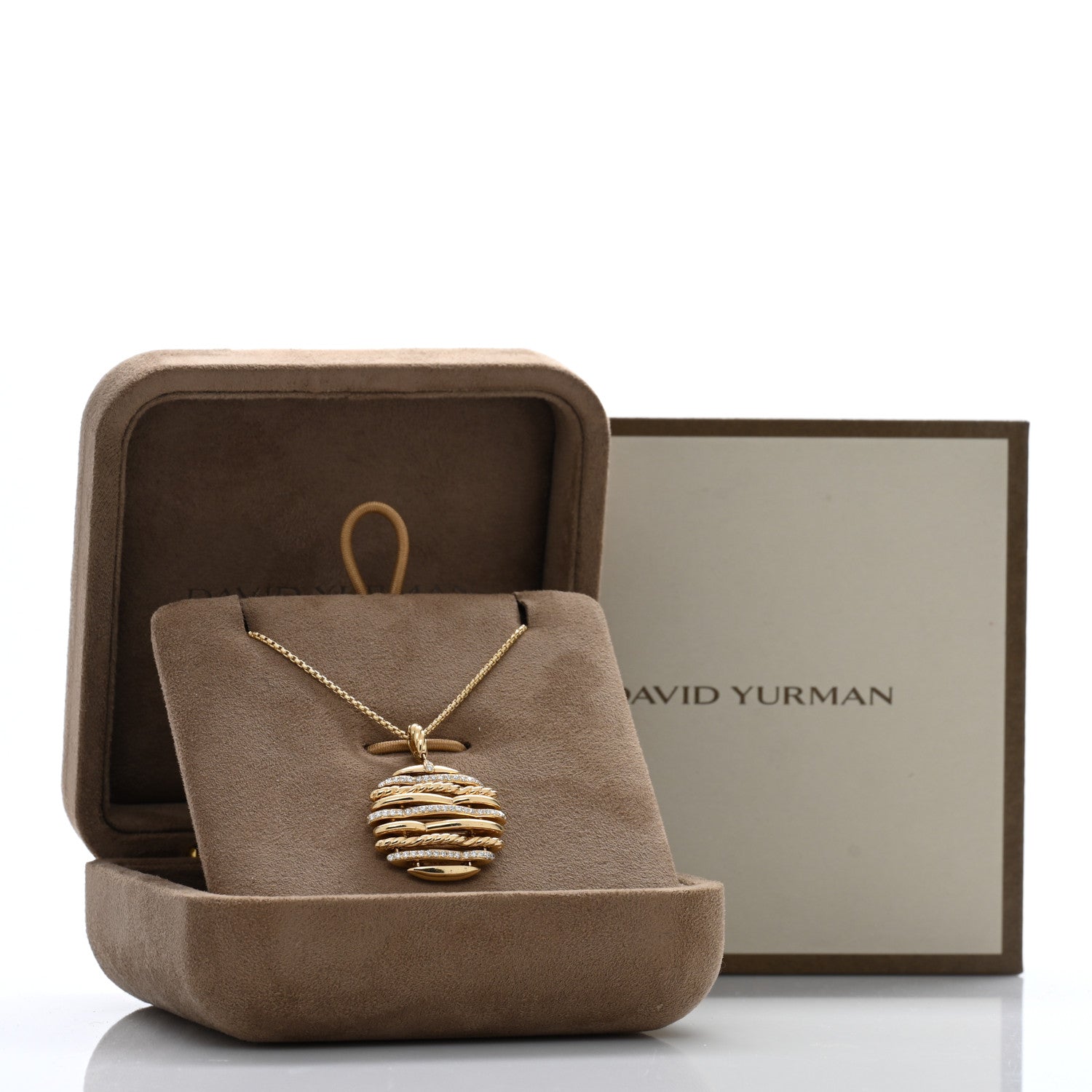 David Yurman 18K Yellow Gold Diamond Tides Pendant Necklace 5 of 5