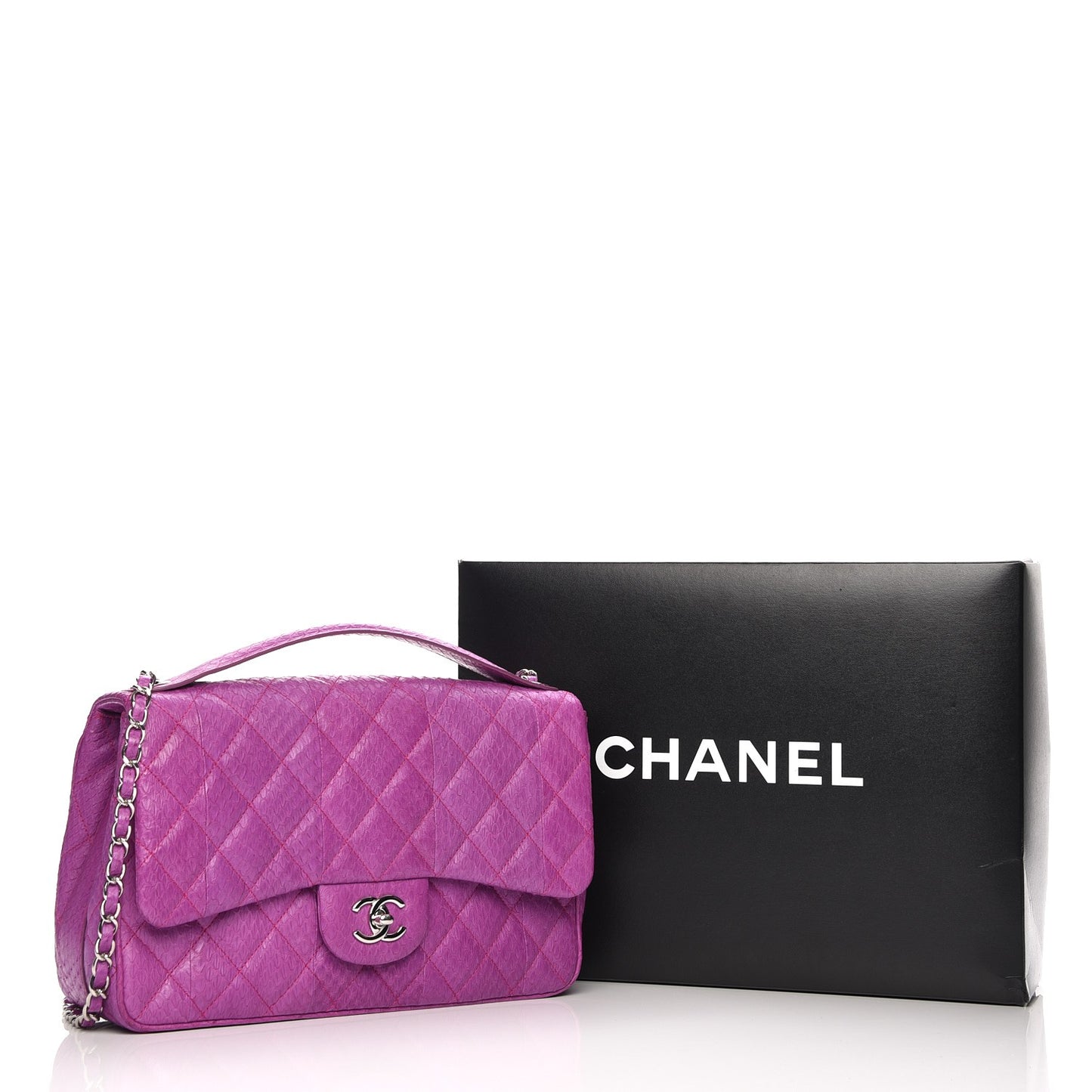 Elaphe Snakeskin Quilted Jumbo Easy Carry Flap Purple
