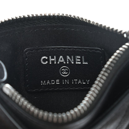 Chanel Calfskin Chevron Quilted Tassel Zip Card Holder Black 6 of 9