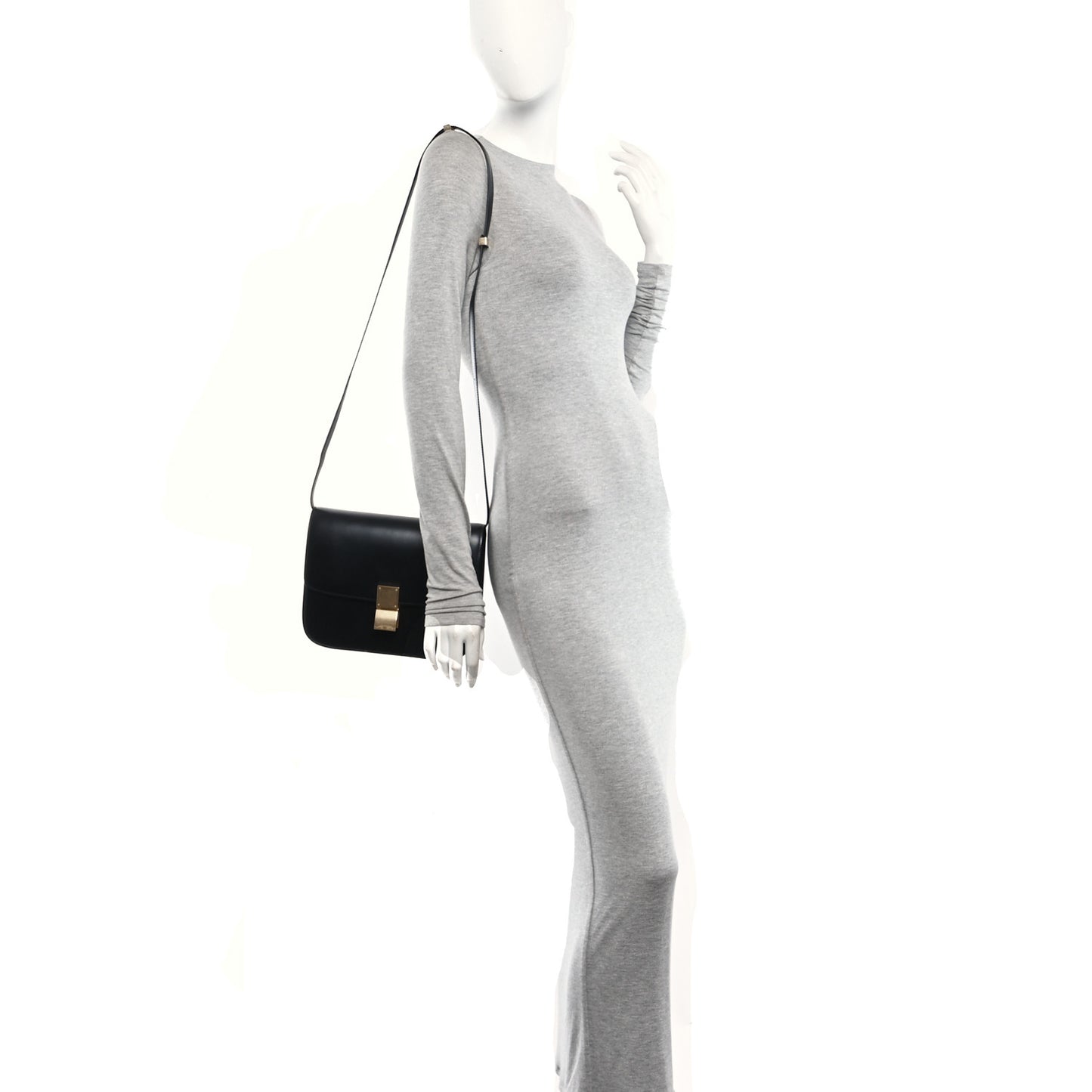 Box Calfskin Medium Classic Box Flap Bag Black