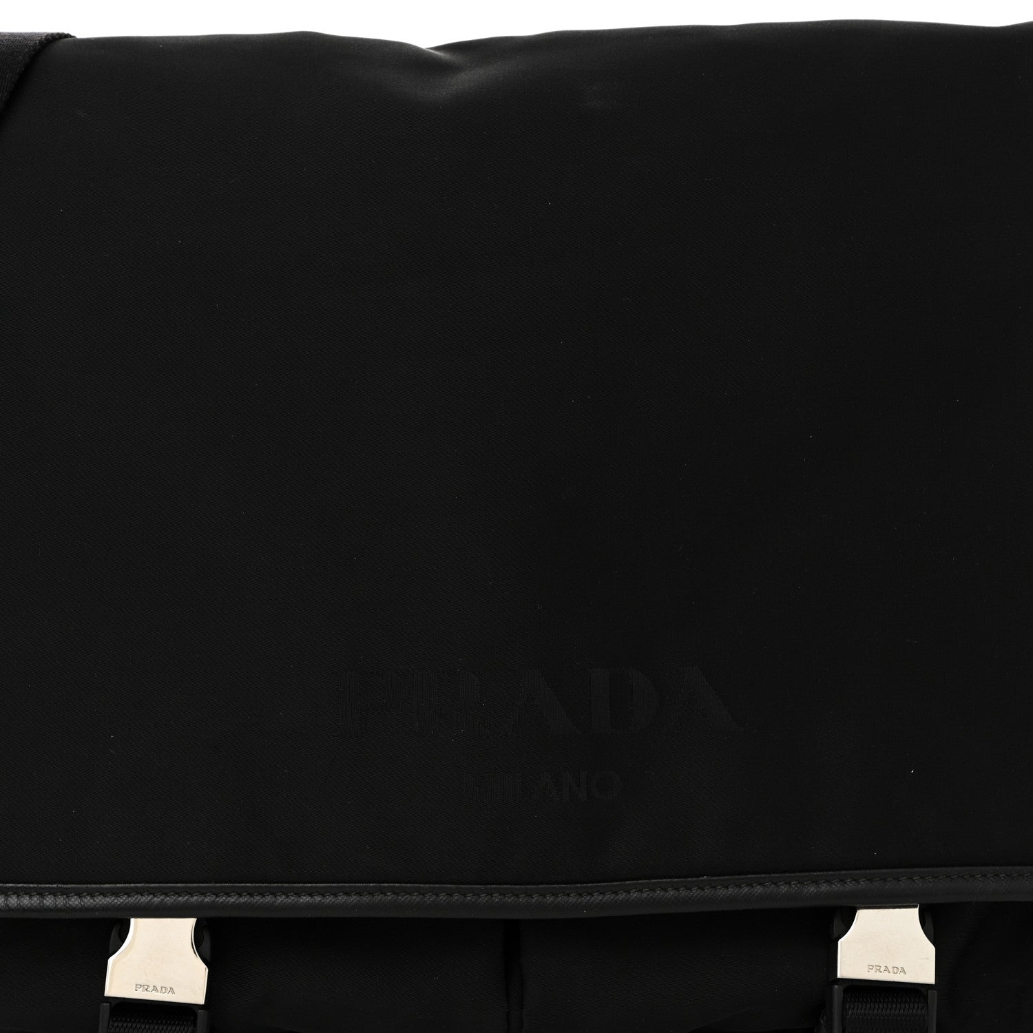 Prada Tessuto Nylon Saffiano Logo Messenger Bag Black 7 of 9