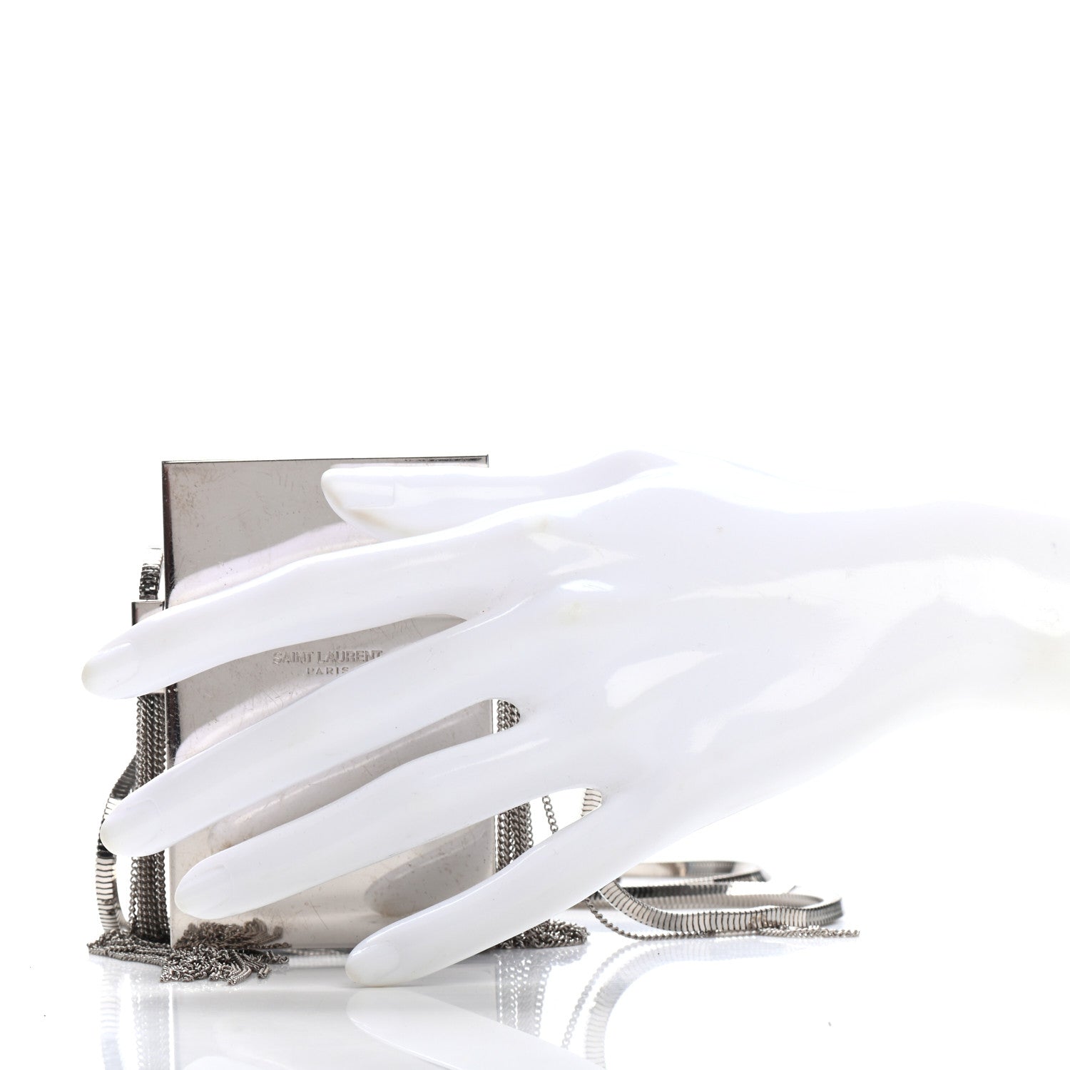 Saint Laurent Metal Mirrored Mini Smoking Box Crossbody Bag Silver 2 of 7