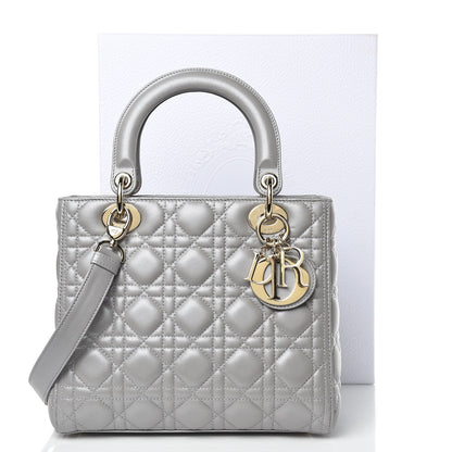 Christian Dior Lambskin Cannage Medium Lady Dior Grey 12 of 12