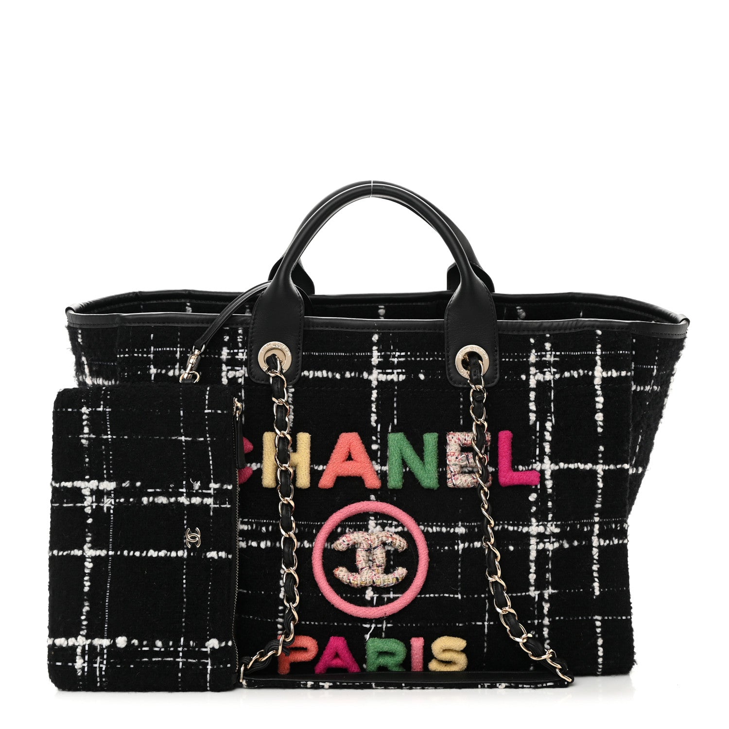 Chanel Tweed Medium Deauville Tote Black White Multicolor 1 of 15