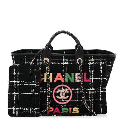 Chanel Tweed Medium Deauville Tote Black White Multicolor 1 of 15