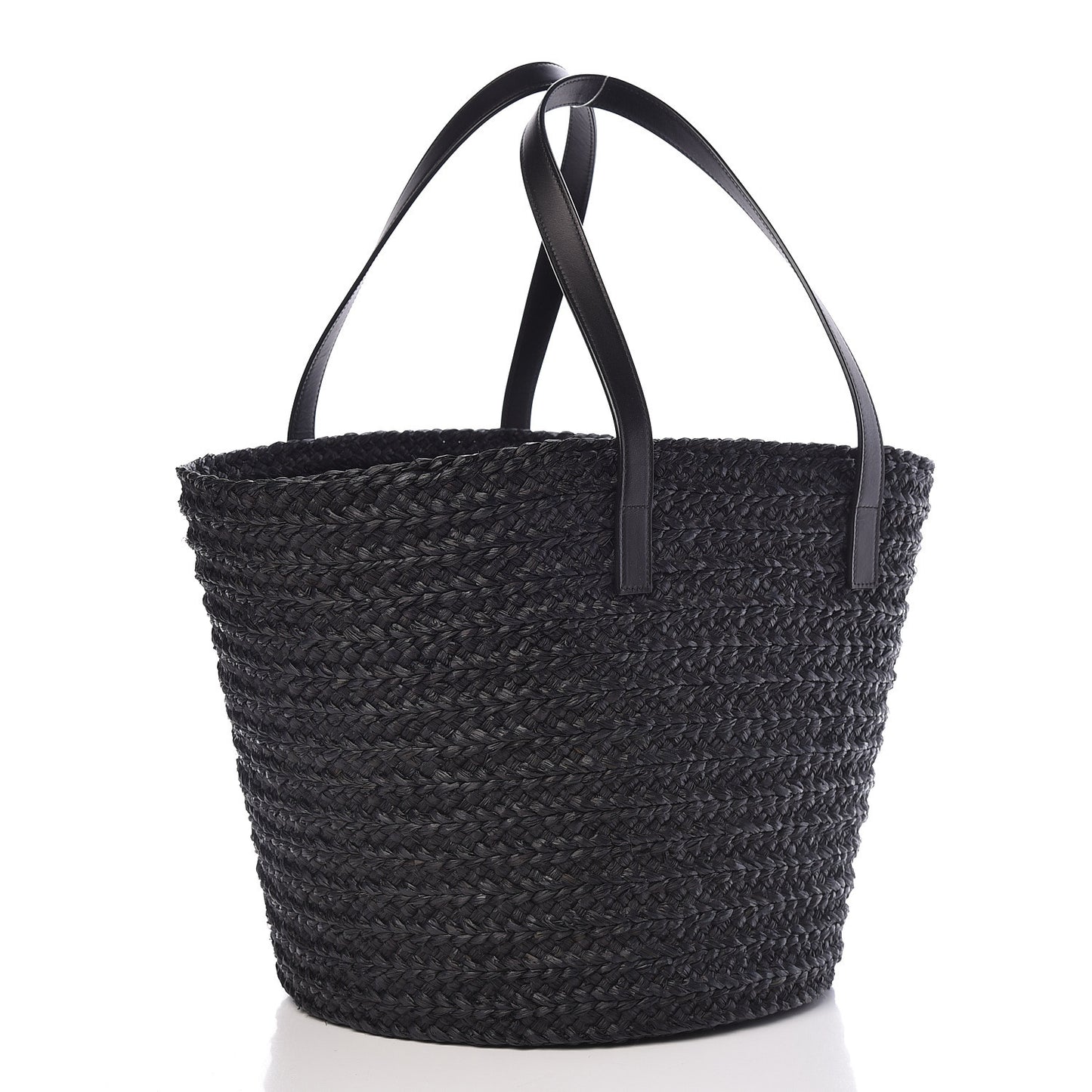 Raffia Medium Panier Bag Black