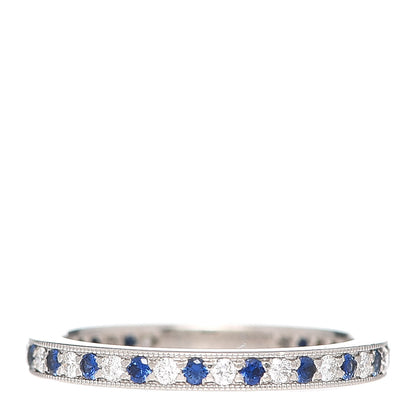 Tiffany Platinum Diamond Blue Sapphire Legacy Eternity Band Ring 52 6 1 of 5