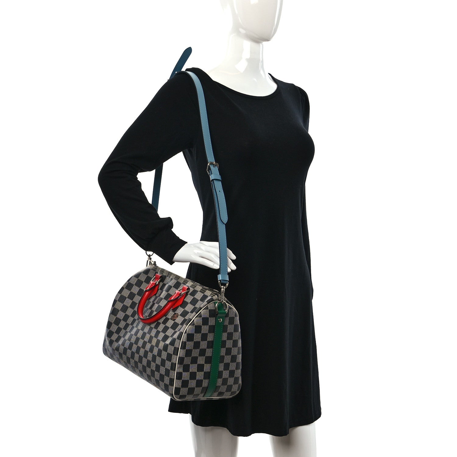 Louis Vuitton Damier Speedy Bandouliere 30 Black White 2 of 10