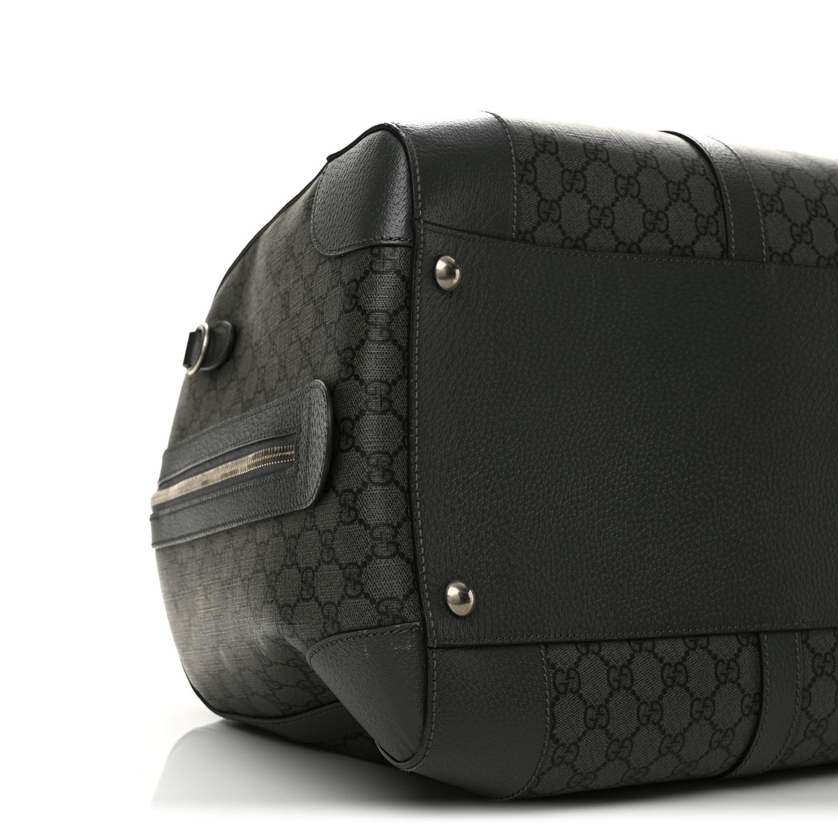 GG Supreme Monogram Textured Dollar Calfskin Large Savoy Duffle Bag Grey Black Graphite Grey