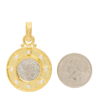 Elizabeth Locke 19K Yellow Gold Diamond Roman Coin Pendant 2 of 5