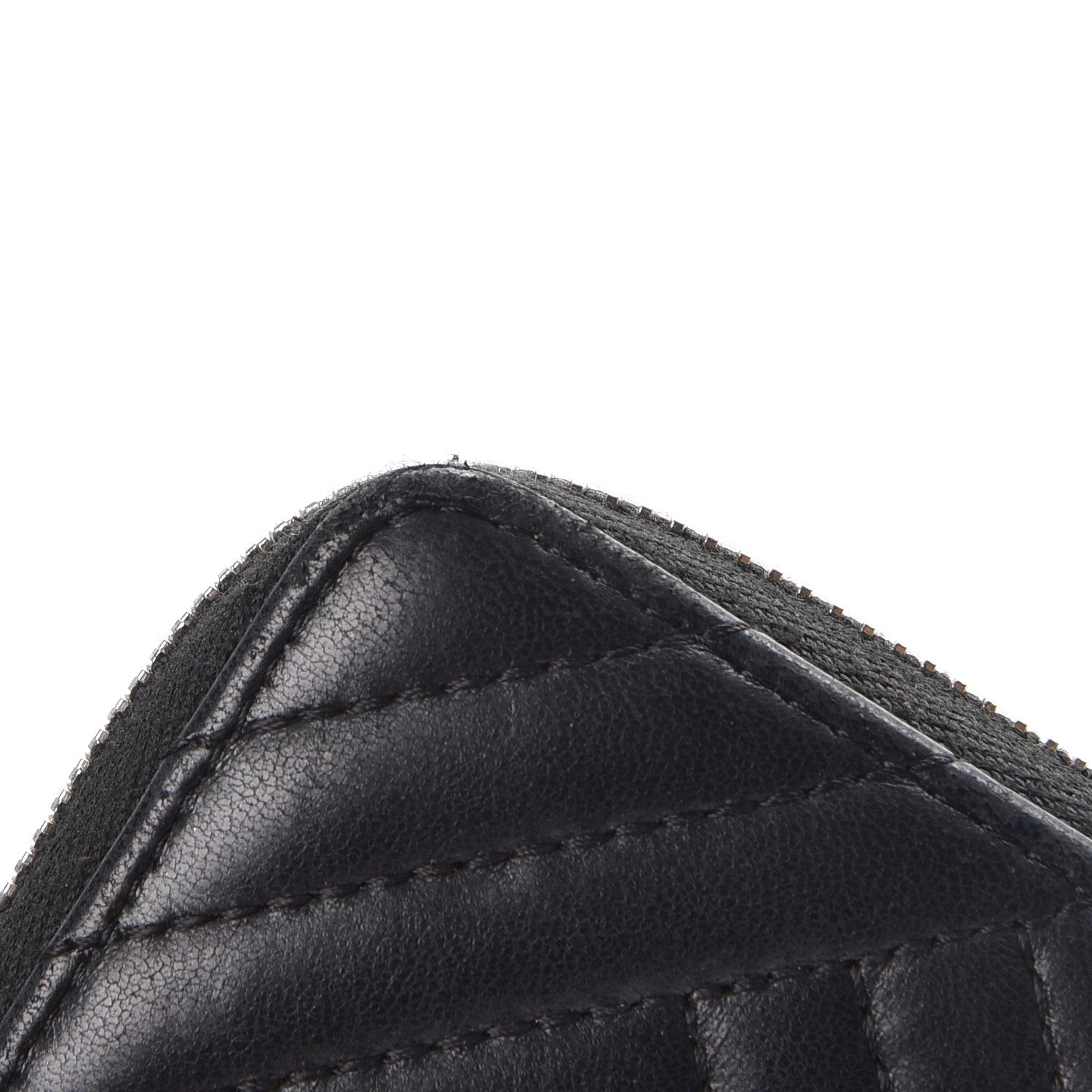 Chanel Lambskin Quilted Crossing Zip Around Coin Purse Black 8 of 10