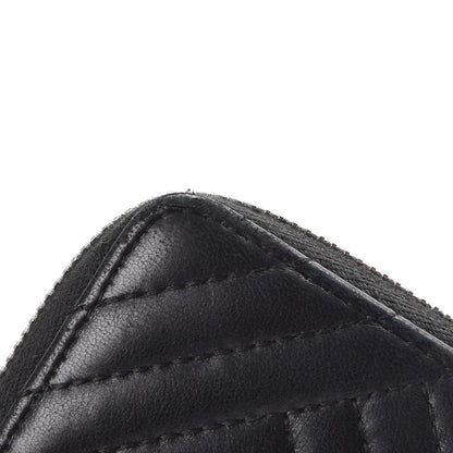 Chanel Lambskin Quilted Crossing Zip Around Coin Purse Black 8 of 10
