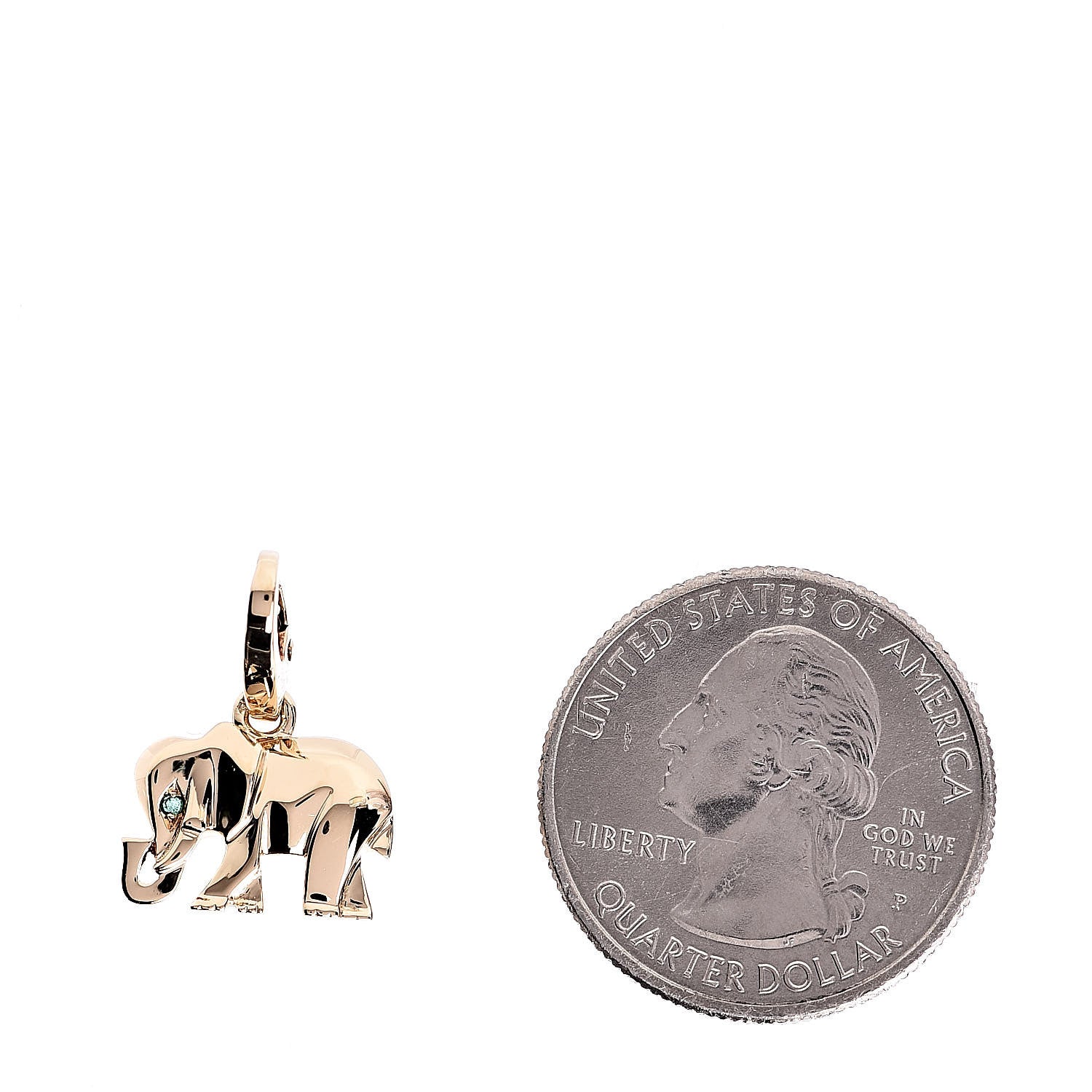 Cartier 18K Yellow Gold Emerald Elephant Charm 2 of 5
