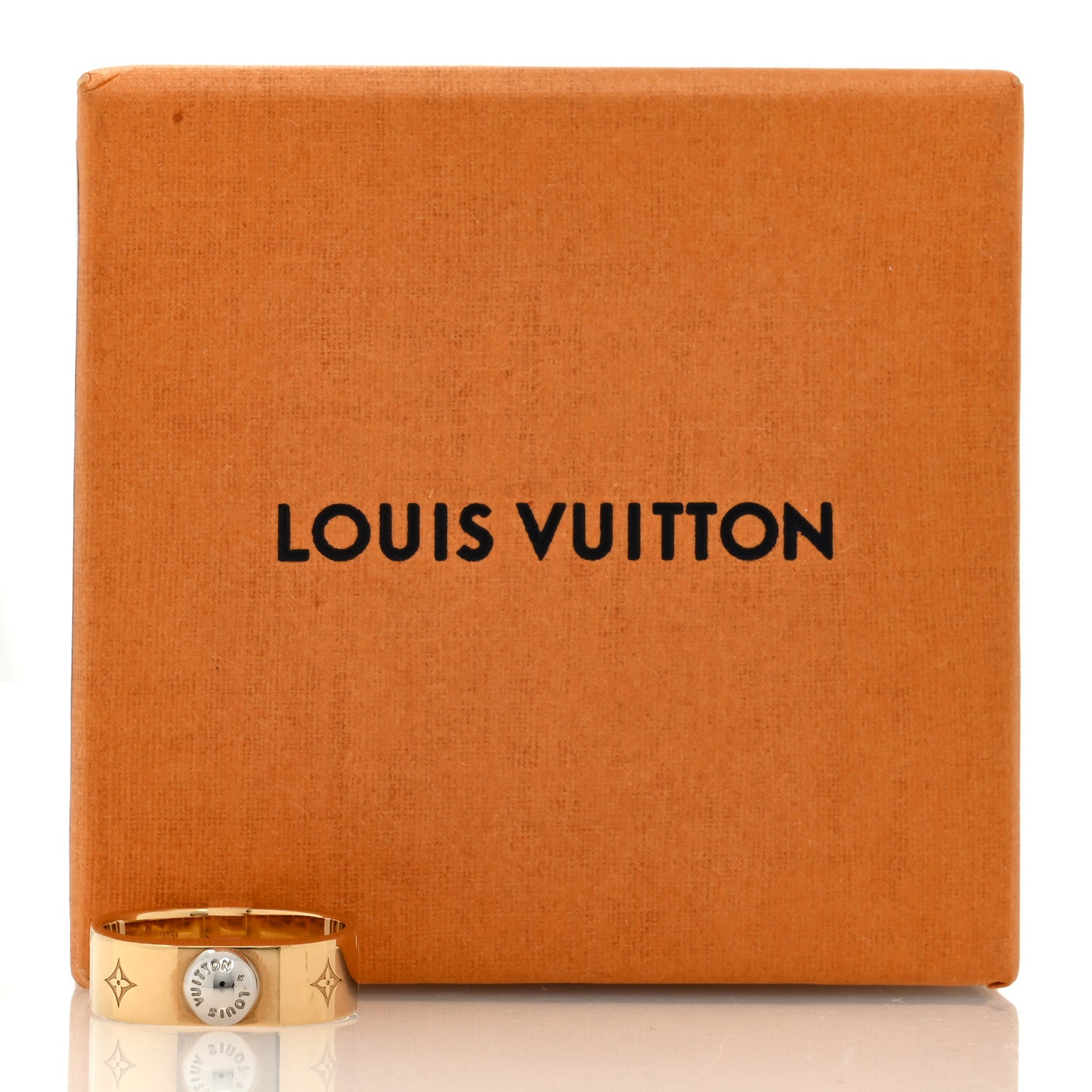 Louis Vuitton Brass Monogram Engraved Nanogram Ring M 50/5.25 Gold 5 of 5