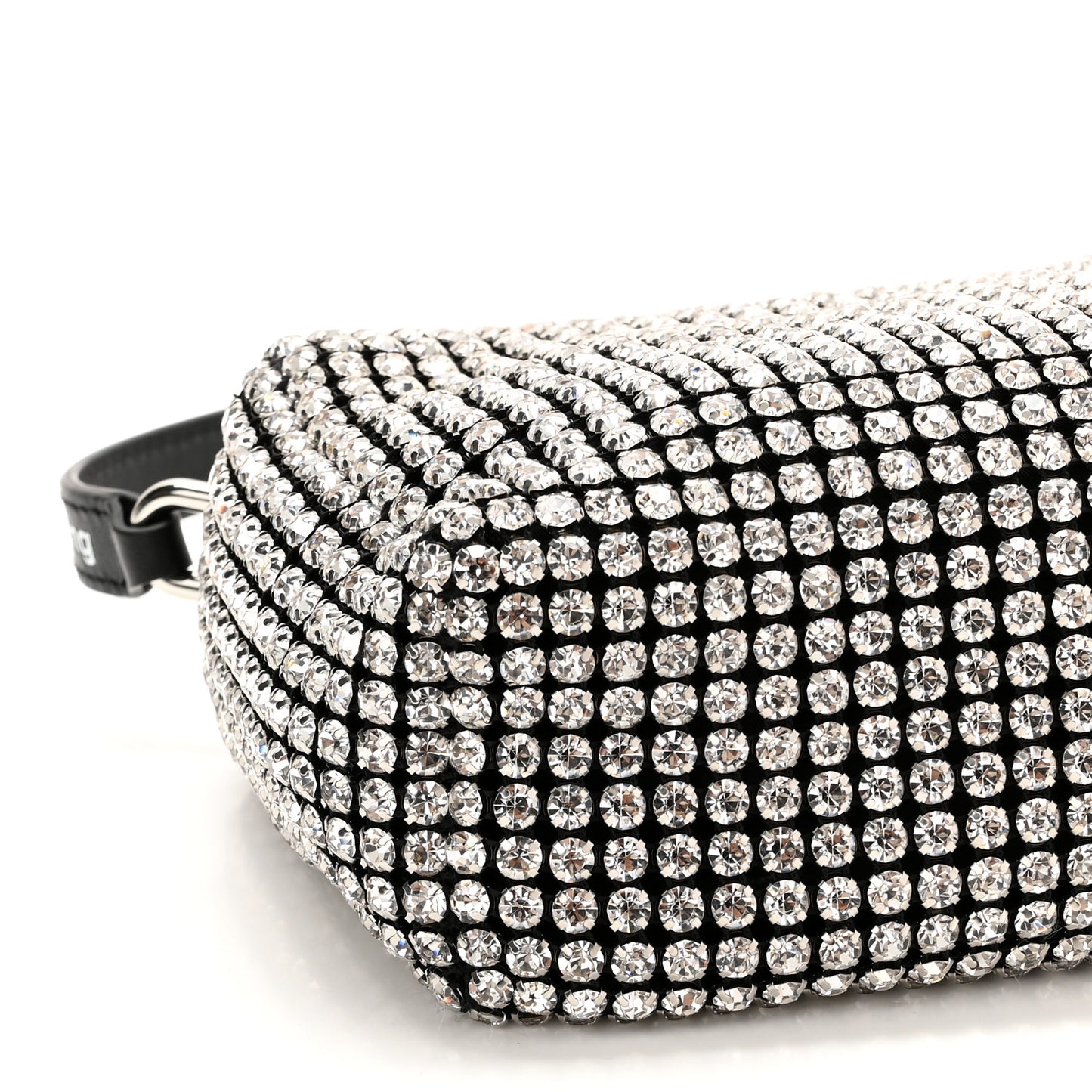 Mesh Crystal Rhinestone Mini Heiress Pouch Black Silver