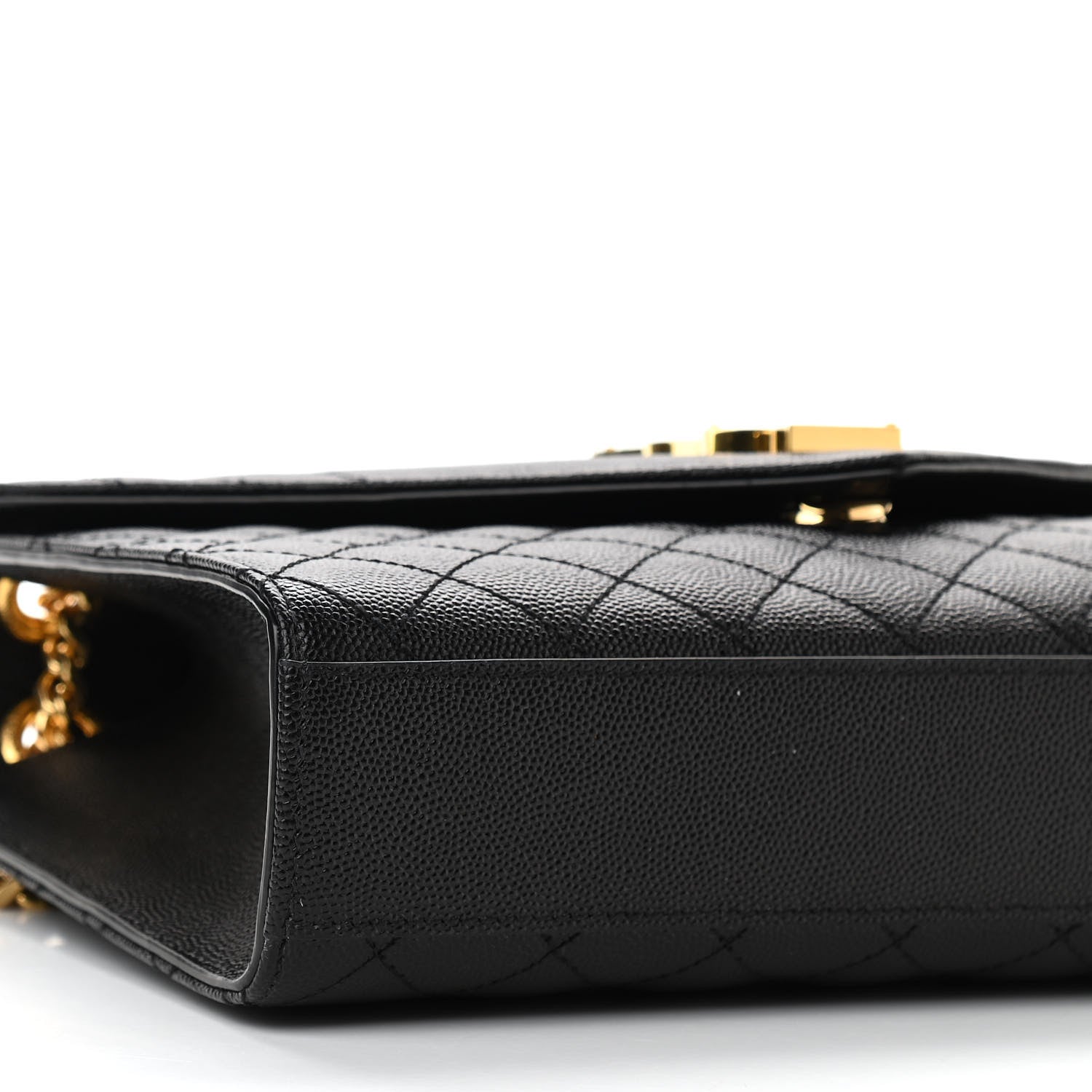 Saint Laurent Grain De Poudre Textured Mixed Matelasse Triquilt Medium Monogram Satchel Black 7 of 8
