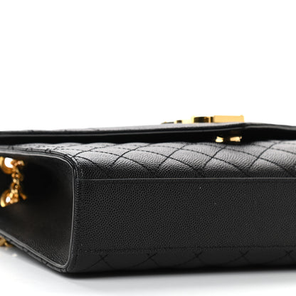 Saint Laurent Grain De Poudre Textured Mixed Matelasse Triquilt Medium Monogram Satchel Black 7 of 8
