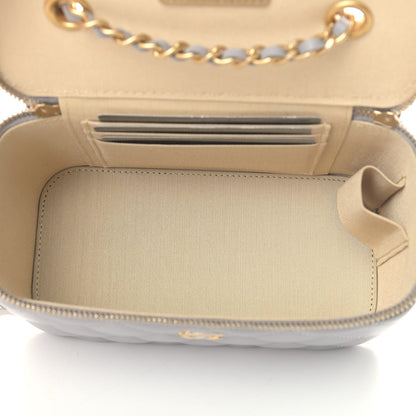 Chanel Lambskin Quilted Small Pearl Crush Vanity Case With Chain Grey 4 of 4