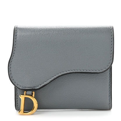 Christian Dior Grained Calfskin Saddle Card Holder Sky Blue 1 of 6