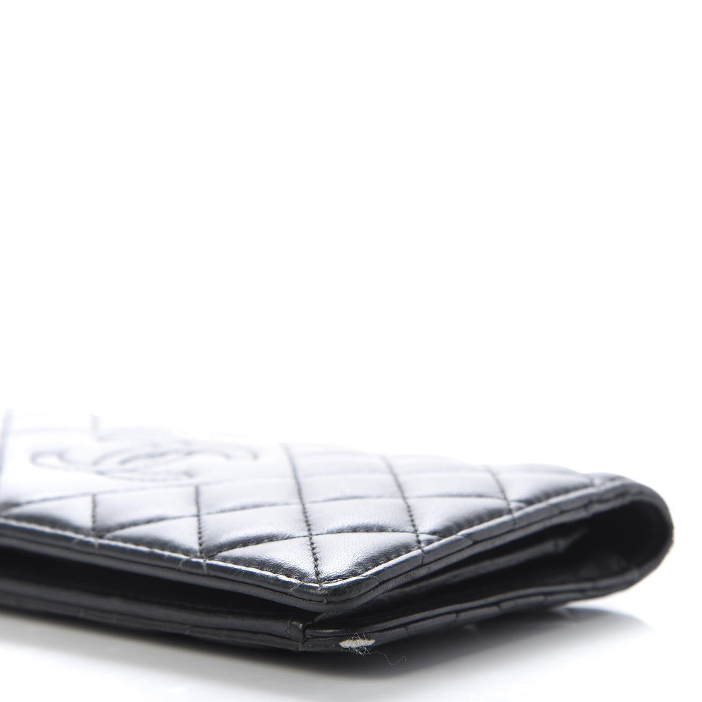 Lambskin Quilted Diamond CC Yen Wallet Black