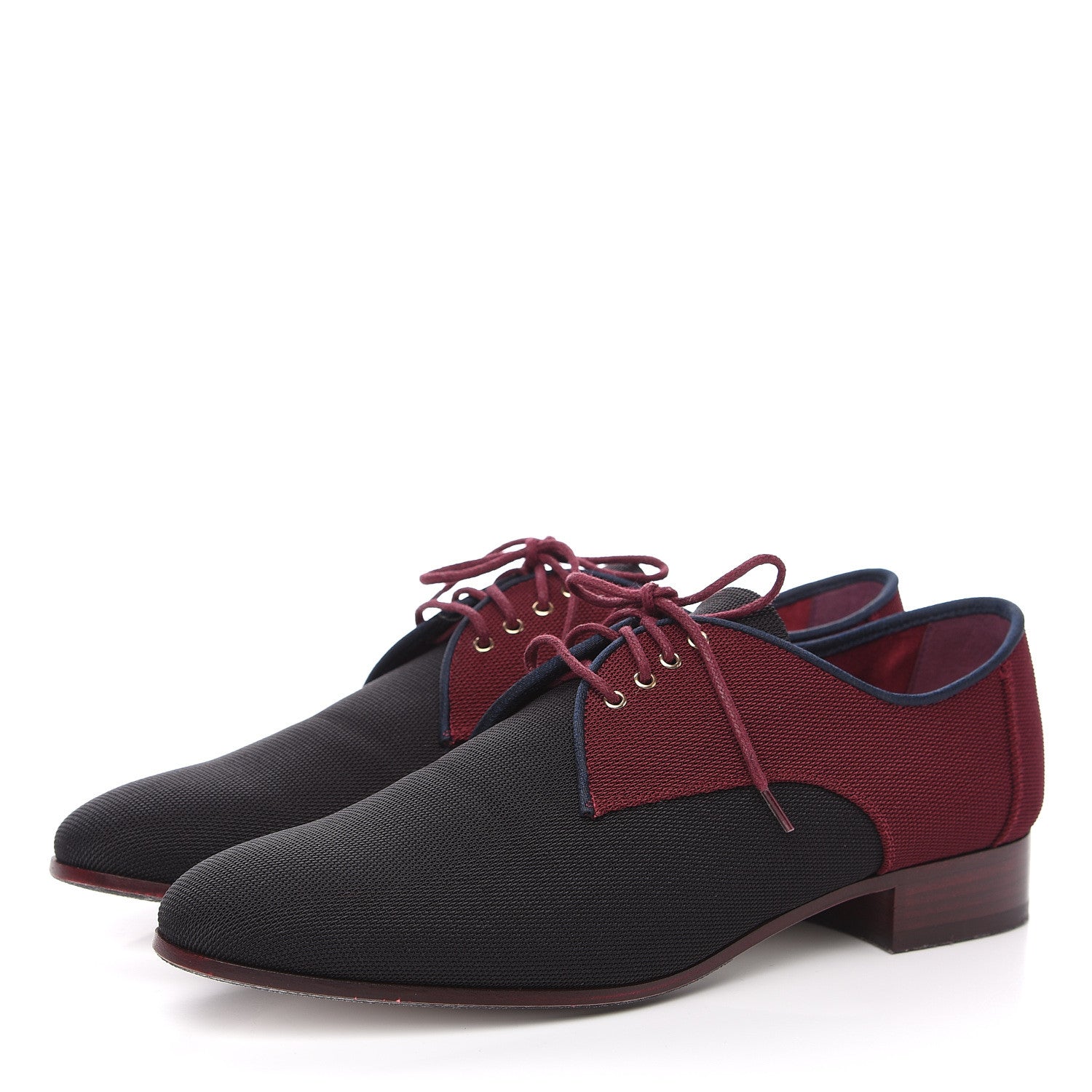 Chanel Fabric Lace Up CC Oxfords 39.5 Burgundy Black 3 of 8