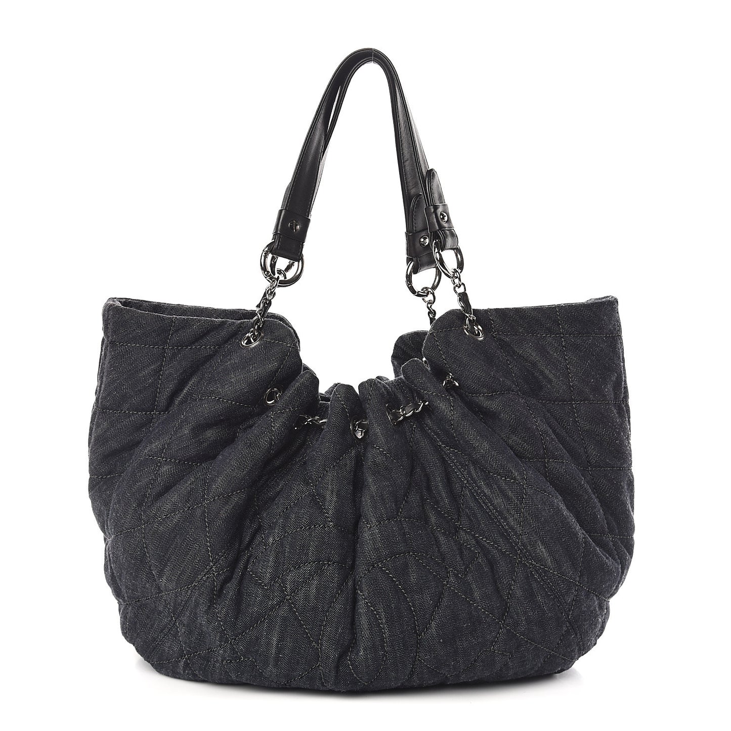 Denim Quilted Stretch Spirit Large Cabas Tote Blue