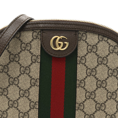 Gucci GG Supreme Monogram Textured Dollar Calfskin Web Small Ophidia Dome Shoulder Bag Beige Ebony New Acero 8 of 10
