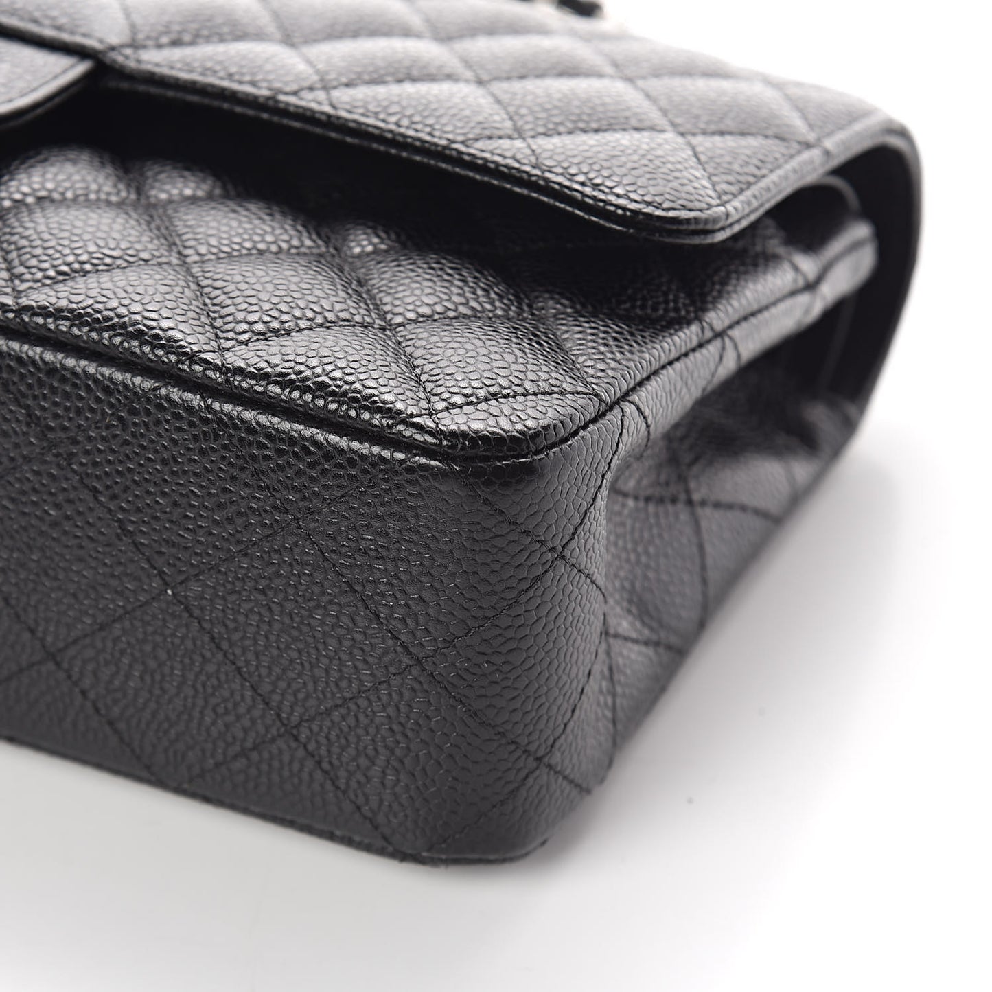 Caviar Quilted Medium Double Flap Black
