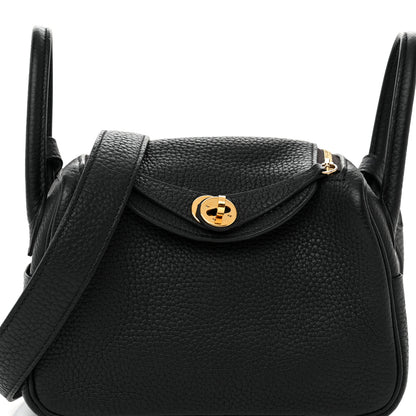 Hermes Taurillon Clemence Mini Lindy 20 Black 7 of 17