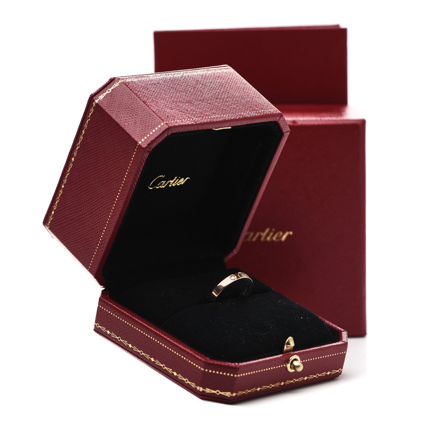 18K Pink Gold Diamond 3mm C De Cartier Wedding Band Ring 49 4.75