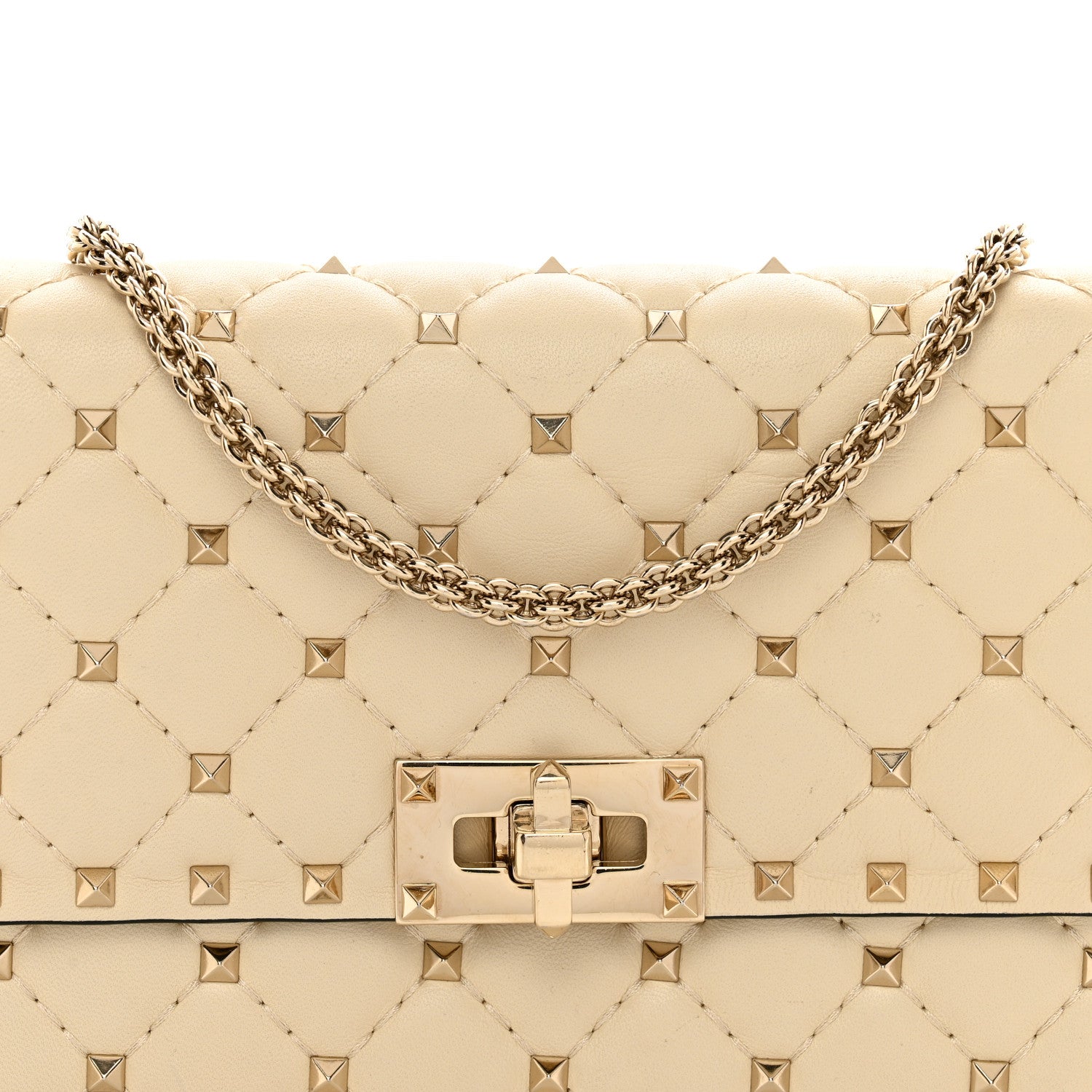 Valentino Garavani Lambskin Rockstud Spike Wallet on Chain Light Ivory 5 of 10