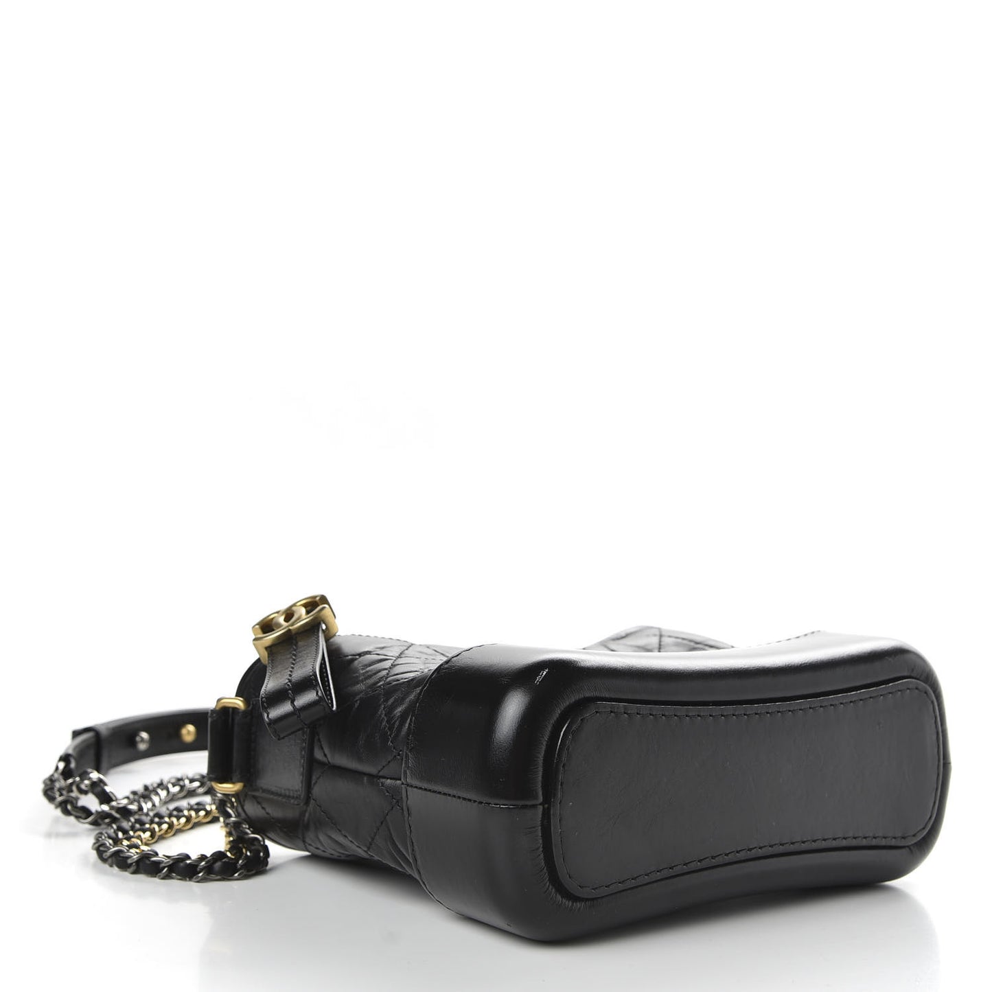 Aged Calfskin Quilted Small Gabrielle Hobo Black