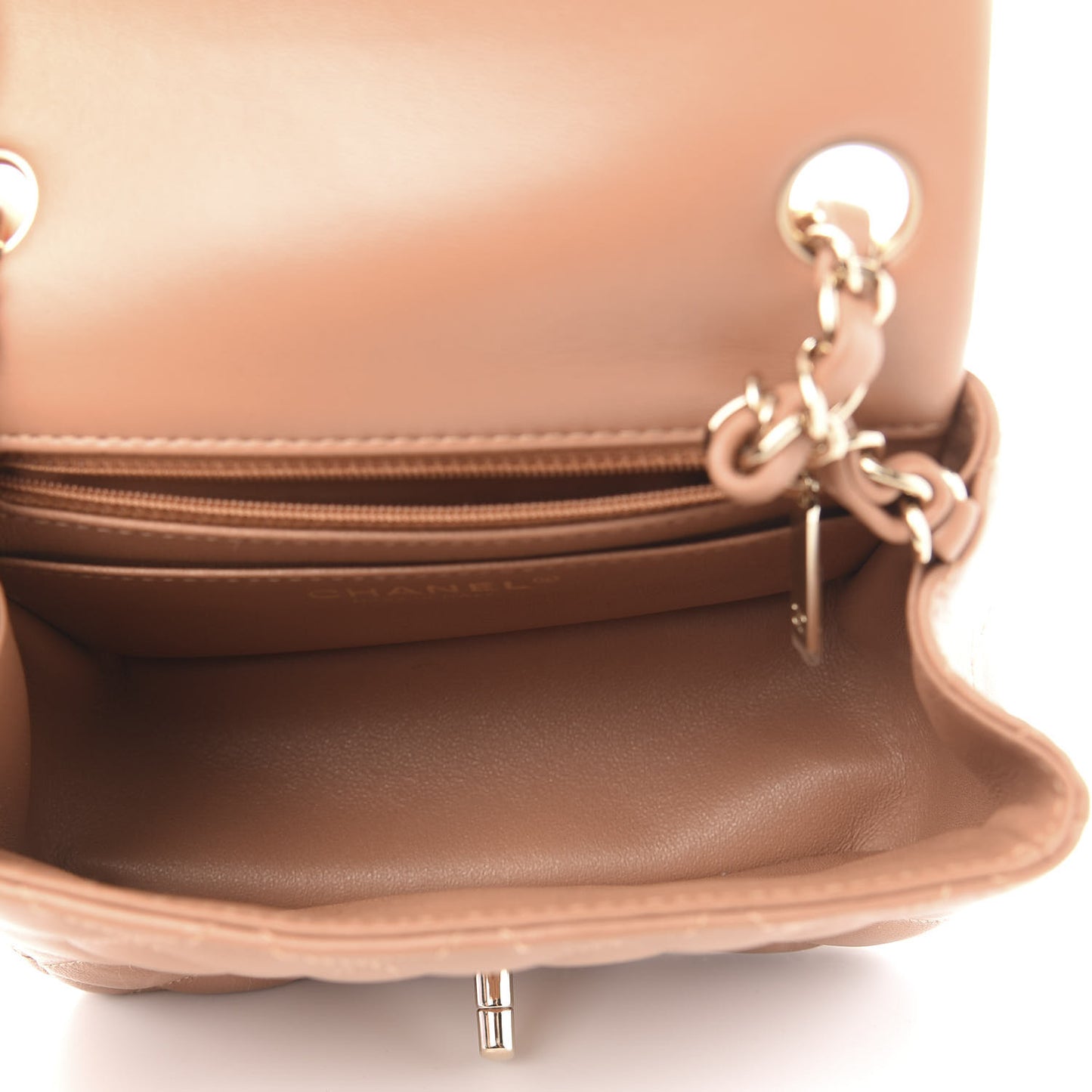 Lambskin Quilted Mini Square Flap Brown