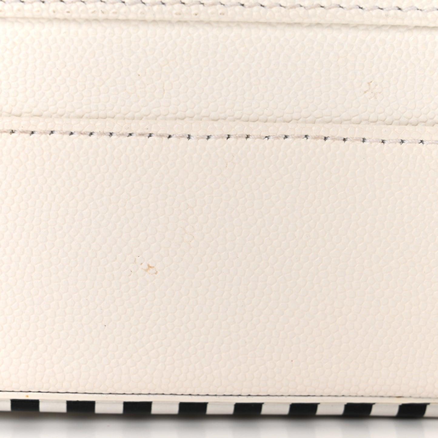 Caviar Quilted Striped Medium CC Filigree Vanity Case White Black