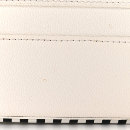 Chanel Caviar Quilted Striped Medium CC Filigree Vanity Case White Black 11 of 15