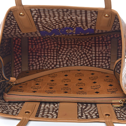 MCM Visetos Medium Liz Reversible Shopper Tote Cognac 10 of 13