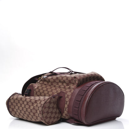 Gucci GG Monogram Script Logo Large Double Pocket Backpack Sahara Rubino Bordeaux 3 of 10