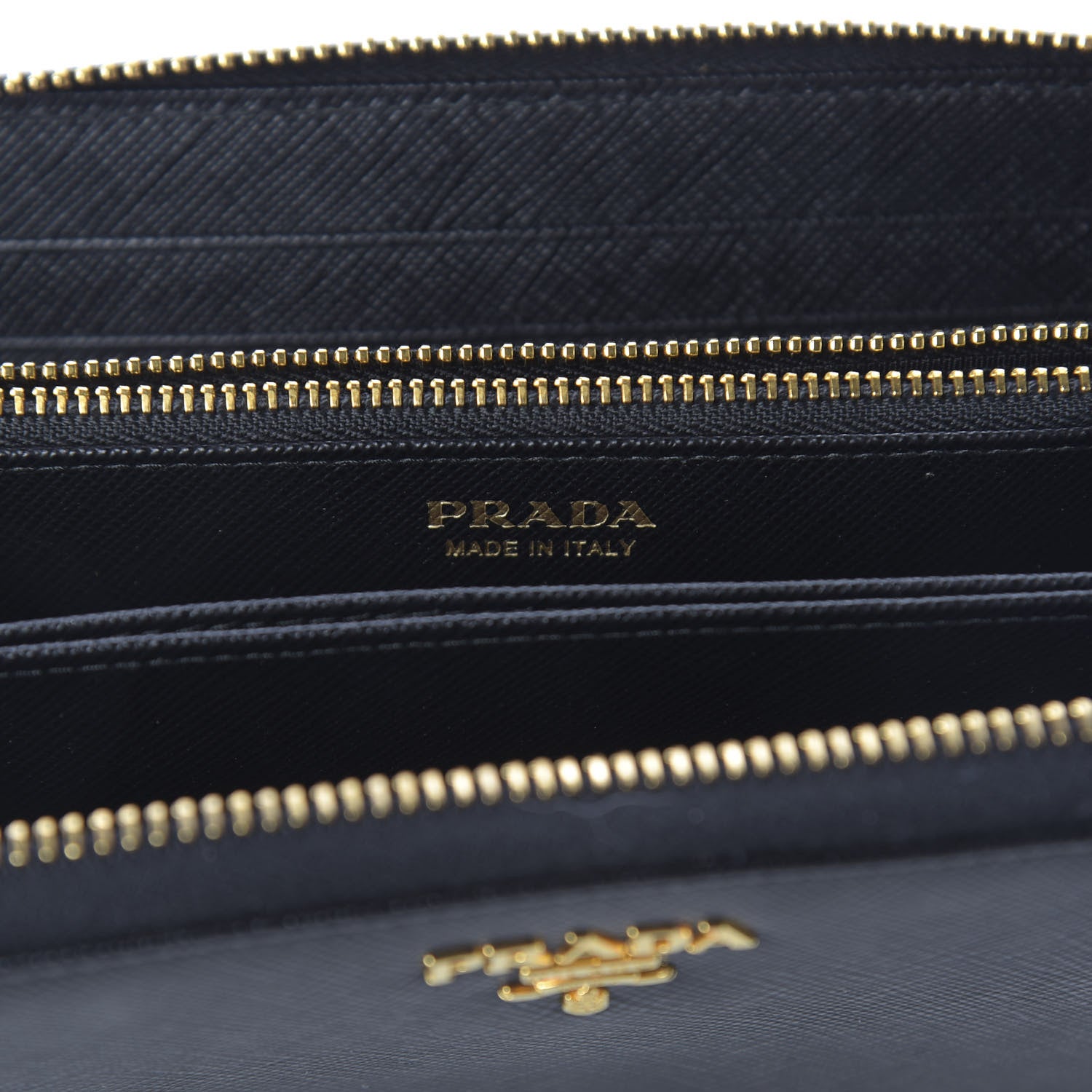 Prada Saffiano Metal Zip Around Wallet Black 8 of 9