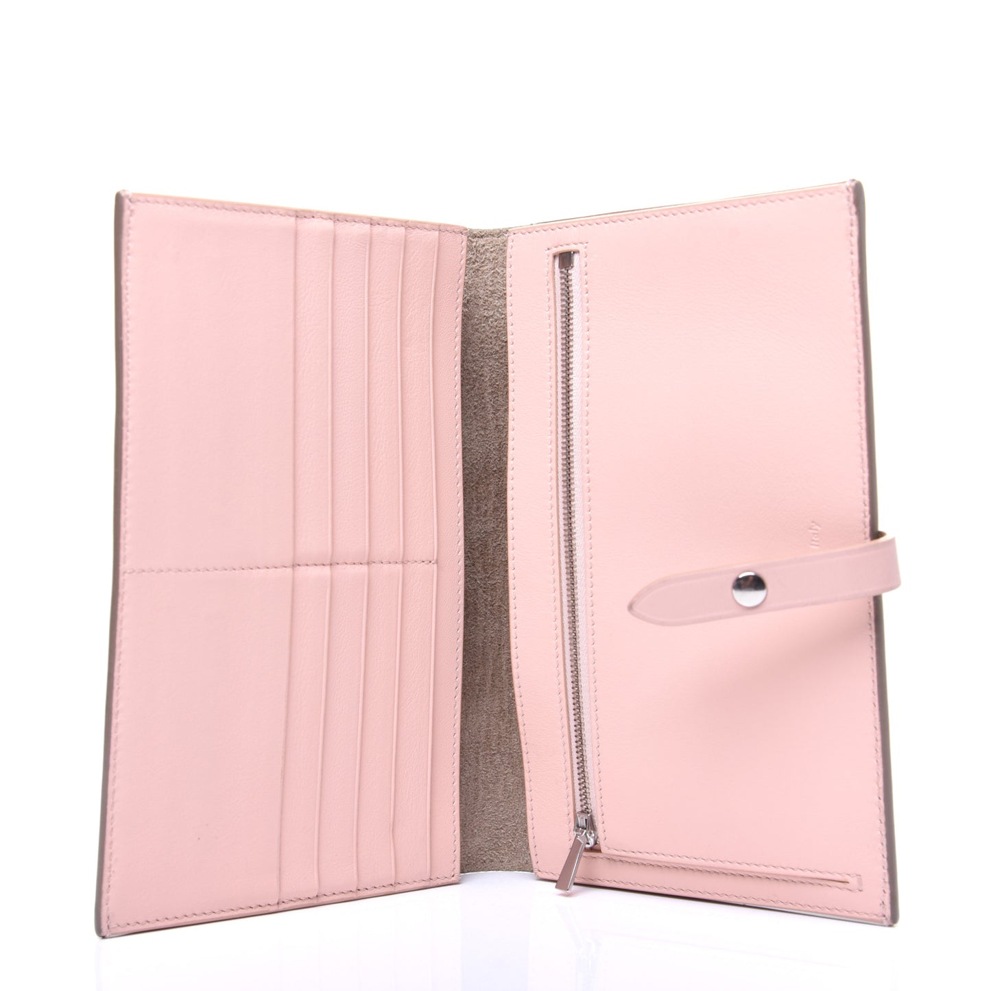 Calfskin Large Multifunction Strap Wallet Light Taupe