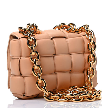 Bottega Veneta Lambskin Maxi Intreccio Padded Chain Cassette Crossbody Bag Almond 2 of 3